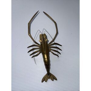 Lobster Shrimp Ocean Sea Brass Metal Figurine Statue‎ Sculpture 12"